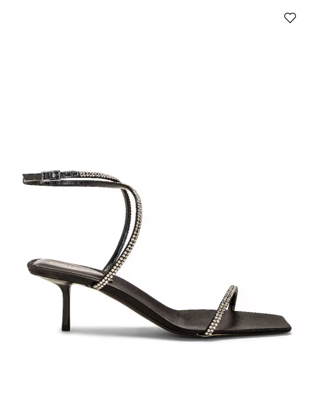 Brand New Saint Laurent Nuit 55 Crystal Black Ankle-Strap Satin Heeled Sandals